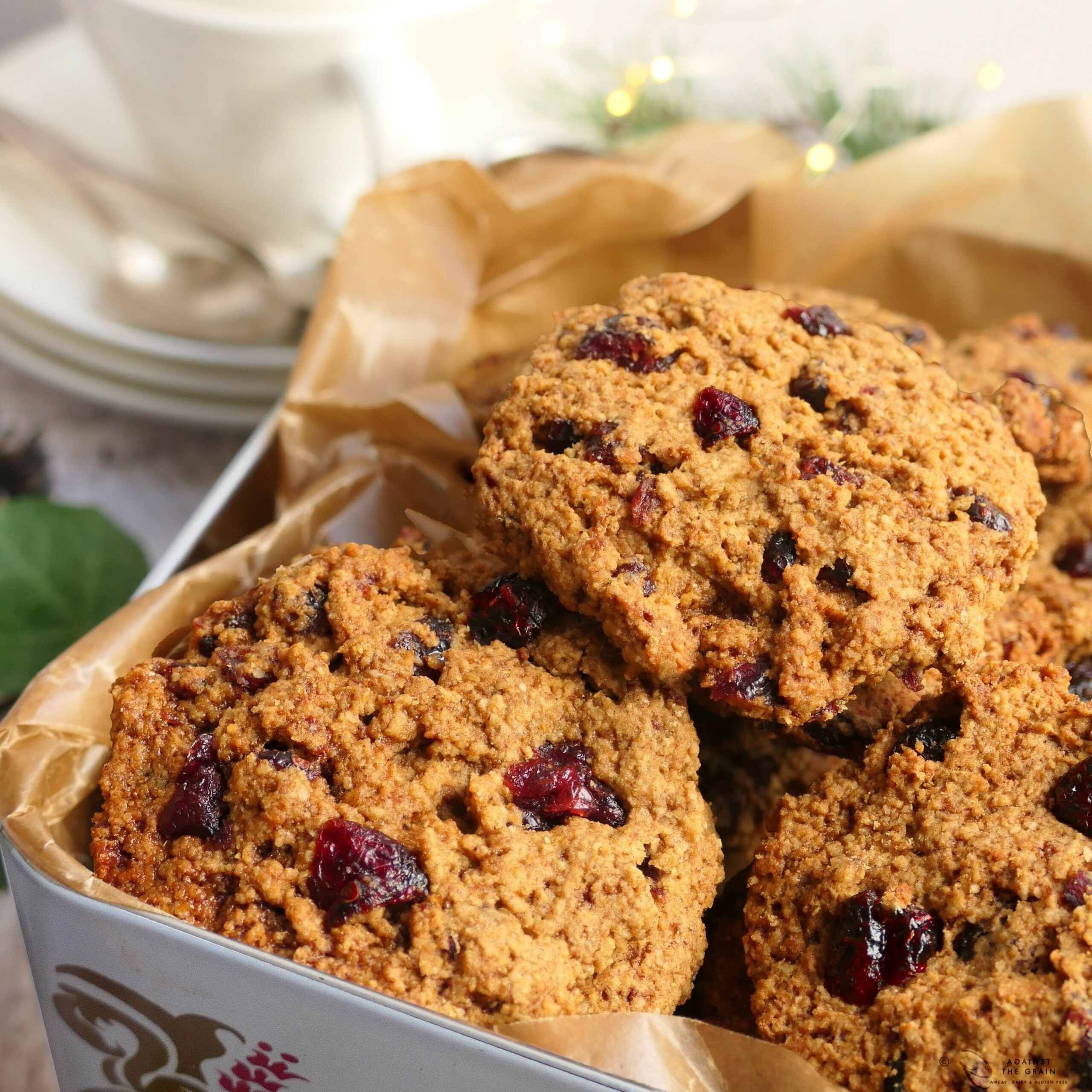 Cranberry and Orange Spiced Oat Cookies - Against the Grain