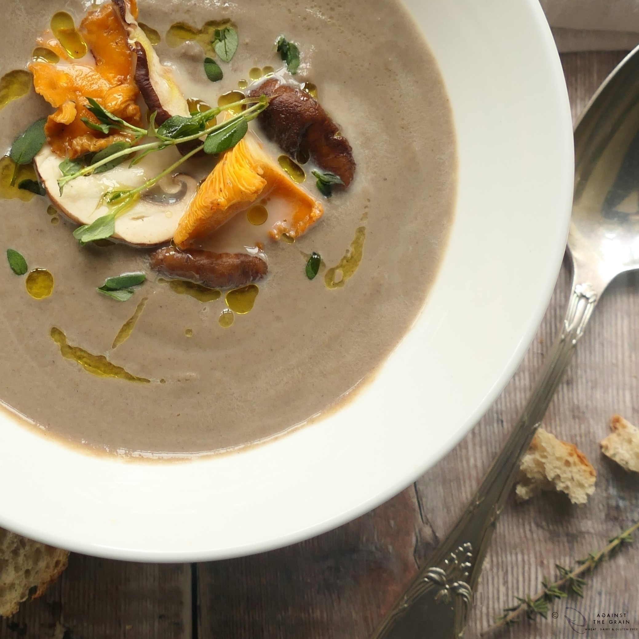 Mushroom, Thyme and Chestnut Soup Against the Grain